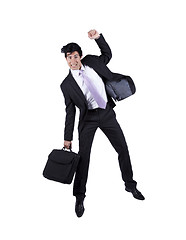 Image showing Happy businessman jumping