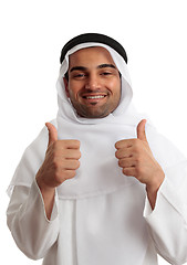 Image showing Arab man thumbs up success