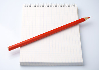 Image showing Blank notepad and a pencil