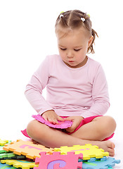 Image showing Little girl with alphabet