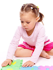 Image showing Little girl with alphabet