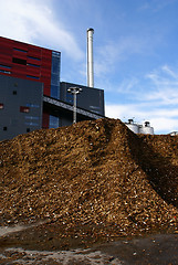 Image showing Modern industrial bio fuel factory against blue sky