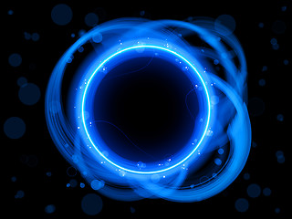 Image showing Blue Circle Border with Sparkles and Swirls.