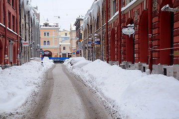 Image showing Street Under Snow in Saint-Petersburg