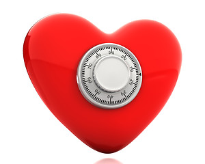 Image showing Red heart with a numeric safe lock