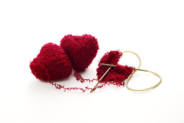 Image showing Hearts knitted together