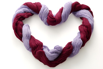 Image showing Bicolored skein of wool in shape of heart