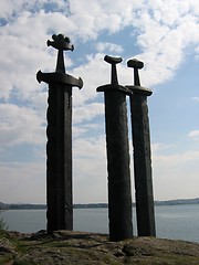 Image showing Three swords at Hafrsfjord