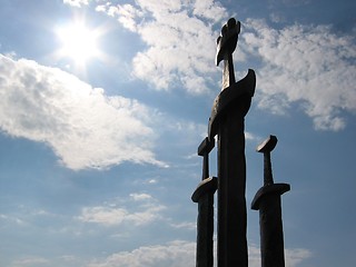 Image showing Three swords at Hafrsfjord