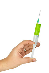 Image showing Hand hold disposable syringe with toxin