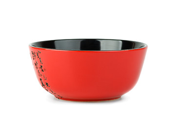 Image showing Empty red ceramic bowl