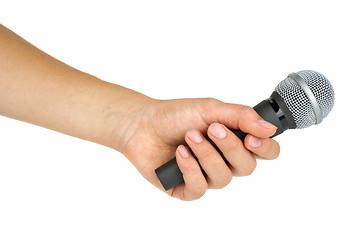 Image showing Interview: hand with microphone
