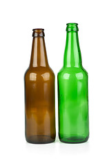 Image showing Green and brown beer bottles