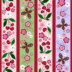 Image showing Floral striped effortless pattern