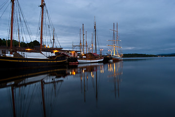 Image showing moored yachts in Oslo harbour, Norway