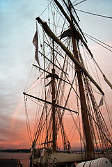 Image showing classic sailing yacht moored in Oslo harbor