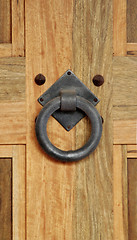 Image showing Old wood door  with  Door Knocker