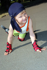 Image showing Rollerblading. Fallen down.