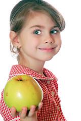 Image showing girl holding an apple