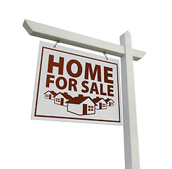 Image showing White Home for Sale Real Estate Sign Isolated