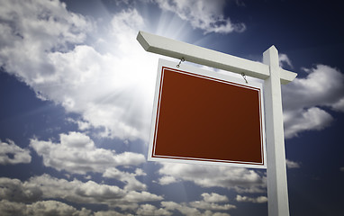 Image showing Blank Red Real Estate Sign Over Sky