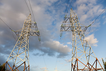 Image showing Two high-voltage towers