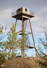 Image showing The thrown watchtower in a wood