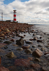 Image showing Beacon on coast of northern sea