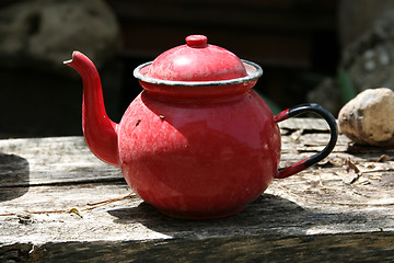 Image showing Old  red   kettle