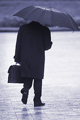Image showing Businessman in the rain