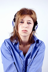 Image showing Young girl in headphones   