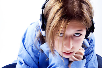 Image showing Young girl in headphones   