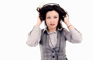 Image showing Young girl in headphones   