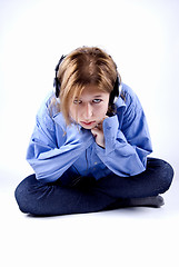 Image showing Young girl in headphones 