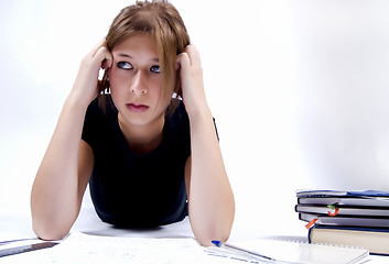 Image showing girl spending time in studying 