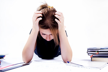 Image showing girl spending time in studying 