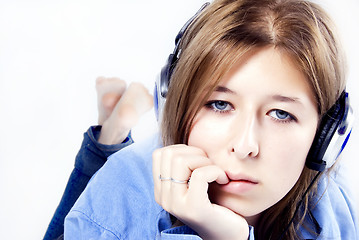 Image showing Young girl in headphones 