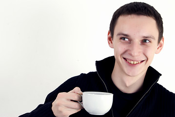 Image showing young man with a cup of tea 