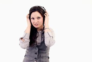 Image showing Young girl in headphones   