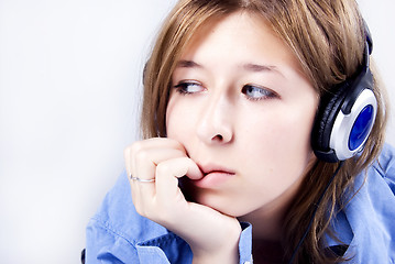 Image showing Young girl in headphones   