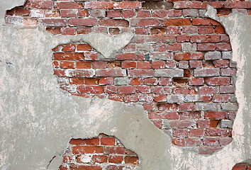 Image showing Old red brick wall