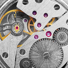 Image showing Metal clockwork (macro-photo)