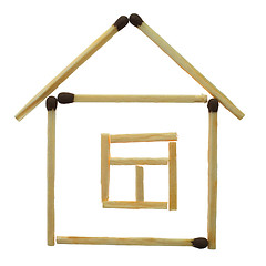 Image showing Small house from matches