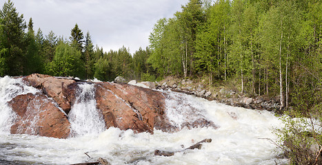 Image showing Panoramic photo of a waterfall