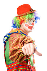 Image showing Clown points his finger