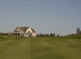 Image showing golf clubhouse and fairway