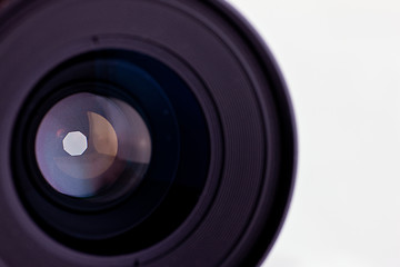 Image showing Close-up of the front lens of a medium format camera