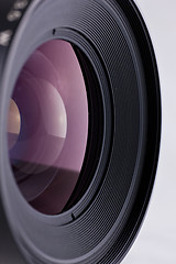 Image showing Close-up of the front lens of a medium format camera