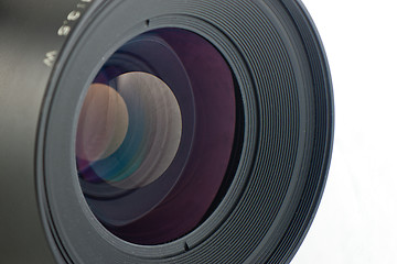 Image showing Close-up of the front lens of a medium format camera