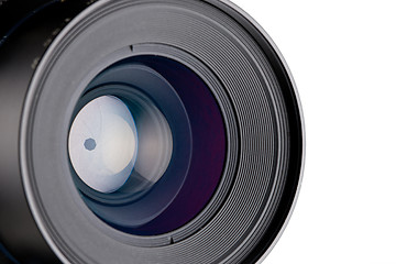 Image showing Close-up of the front lens of a medium format camera